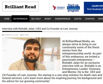 Interview with Rishabh Jalan | CEO and Co-Founder at Last Journey Interview with Rishabh Jalan | CEO and Co-Founder at Last Journey