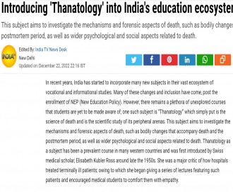 Introducing 'Thanatology' into India's education ecosystem Introducing 'Thanatology' into India's education ecosystem